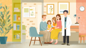 小児便秘外来での風景小児科医とご家族